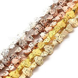 Fili di perle di roccia lavica naturale elettrodeposta, esagono, colore misto, 5.5x6.5x3mm, Foro: 1 mm, circa 67~70pcs/filo, 14.57~15.08 pollice (37~38.3 cm)