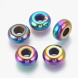 Perle di ematite sintetiche non magnetiche elettrodeposte, perline con foro grande, rondelle, multicolore placcato, 14x6mm, Foro: 6 mm