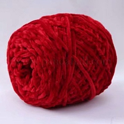 Wool Chenille Yarn, Velvet Cotton Hand Knitting Threads, for Baby Sweater Scarf Fabric Needlework Craft, Indian Red, 5mm, 95~100g/skein