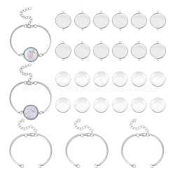 Unicraftale Blank Dome Flat Round Link Bracelet Making Kit, Including Alloy Bracelet Making, 304 Stainless Steel Cabochon Connector Settings, Glass Cabochons, Stainless Steel Color, 36Pcs/box