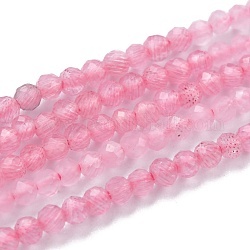 Chapelets de perles d'œil de chat, facette, teints et chauffée, ronde, rose, 2mm, Trou: 0.6mm, Environ 190 pcs/chapelet, 14.49'' (36.8 cm)
