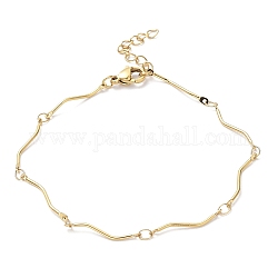 Placcatura ionica (ip) 304 braccialetto a catena a maglie con barra twist in acciaio inossidabile, oro, 7-1/4 pollice (18.5 cm)