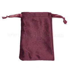 Bijoux en velours sacs à cordon, avec ruban de satin, rectangle, firebrick, 15x10x0.3 cm