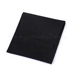 Мешочки-конверты из микрофибры с откидной крышкой, подарочные пакеты для хранения ювелирных изделий, квадратный, чёрные, 8x8 см