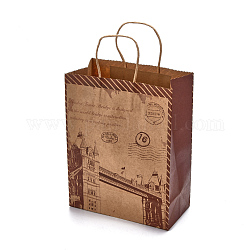 Sacchetti di carta, con maniglie, sacchetti regalo, buste della spesa, Modello di costruzione, rettangolo, Burlywood, 21x11x27cm