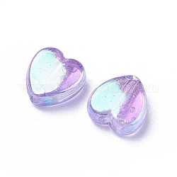 Perle acriliche trasparenti ecologiche, cuore, prugna, ab colore, circa8 mm di diametro, 3 mm di spessore, Foro: 1 mm, circa 2800pcs/500g