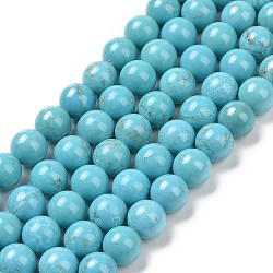 Arricraft natürliche türkisfarbene Perlenstränge, gefärbt und erhitzt, Runde, 8 mm, Bohrung: 1 mm, ca. 46 Stk. / Strang, 15.35 Zoll (39 cm), 6 Stränge / box