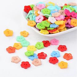 Hermosos botones florales, botón de la resina, color mezclado, aproximamente 12 mm de diámetro, agujero: 1.5 mm, aproximamente 1000 unidades / bolsa