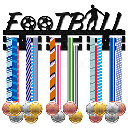 Porte-médaille en bois de mode, Support mural d'affichage 2 ligne, avec vis et cheville d'ancrage, modèle de football, 150x400x7mm, Trou: 5mm
