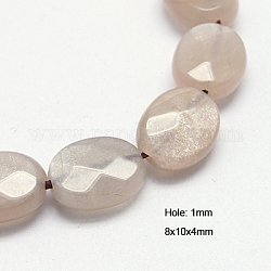 Natürliche sunstone Perlen Stränge, facettiert, Oval, Licht Lachs, 10x8x4 mm, Bohrung: 1 mm, ca. 40 Stk. / Strang, 15.5 Zoll