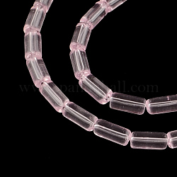 Chapelets de perles en verre transparent, Tube, perle rose, 10x4mm, Trou: 0.5mm, Environ 32~33 pcs/chapelet, 12.5 pouce