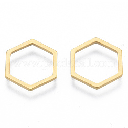201 Edelstahl verbindet Ringe, Hexagon, golden, 12x14x1 mm, Innendurchmesser: 10x11.5 mm