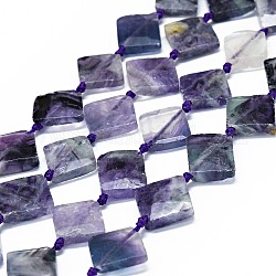 Chapelets de perles en fluorite naturel, facette, losange, 14~15x15x4~6mm, Trou: 0.8mm, Environ 26 pcs/chapelet, 15.94 pouce (40.5 cm)