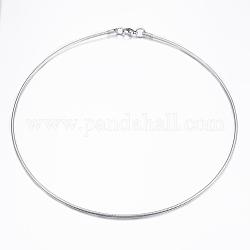 304 Stainless Steel Snake Chain Necklaces, with Lobster Clasps, Stainless Steel Color, 17.72 inch(45cm), 2mm