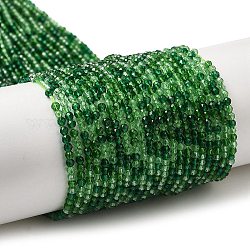 Chapelets de perles en verre transparente  , de petites perles, facette, ronde, verte, 2mm, Trou: 0.6mm, Environ 188 pcs/chapelet, 14.09'' (35.8 cm)