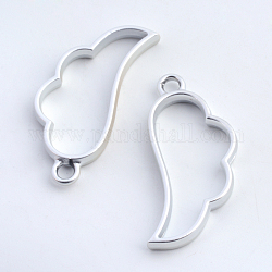 Rack Plating Alloy Wing Open Back Bezel Pendants, For DIY UV Resin, Epoxy Resin, Pressed Flower Jewelry, Hollow, Cadmium Free & Nickel Free & Lead Free, Matte Silver, 36x17x3.5mm, Hole: 3mm