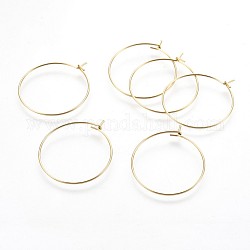 316 Surgical Stainless Steel Hoop Earring Findings, Wine Glass Charms Findings, Golden, 20~21 Gauge, 33.9~34.9x29.1~29.8x0.7~0.8mm