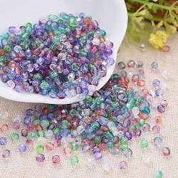 Fire-polished Czech Glass Beads, Electroplated/Dyed/Frosted, Faceted, Drum, Mixed Color, 3x3mm, Hole: 0.9mm, about 1437pcs~1443pcs/bag