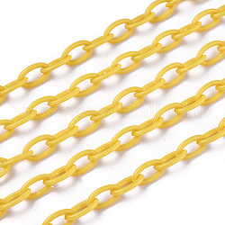 ABS-Kunststoff-Kabelketten, Oval, golden, 13x7~7.5x2 mm, ca. 15.35~15.74 Zoll (39~40 cm)/Strang