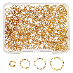 Ahadermaker 320 pz 304 anelli di salto aperti in acciaio inossidabile, vero placcato oro 24k, 4~8x0.8mm, diametro interno: 2.4~6.5mm, 320 pc