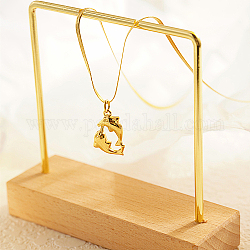 Stainless Steel Pendant Necklace for Women, Dolphin, Golden, 17.72 inch(45cm)