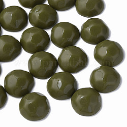 Непрозрачные акриловый кабошоны, граненые, полукруглый, темно-оливковый зеленый, 23x22x11 мм, Около 140 шт / 500 г