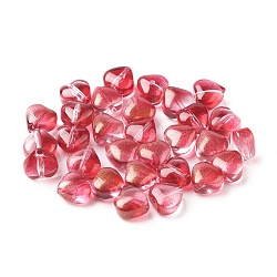 Perline di vetro palccato, cuore, rosso, 5.5x6x3.7mm, Foro: 0.8 mm