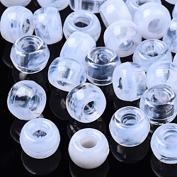 Acryl europäischen Perlen, Großloch perlen, Nachahmung Edelstein, Rondell, Rauch weiss, 9x6 mm, Bohrung: 4 mm, ca. 1900 Stk. / 500 g