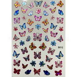 Decalcomanie adesive in lamina di smalto per unghie con farfalla laser, per punte di nail art charms accessori decorazione, orchidea, 96x64mm