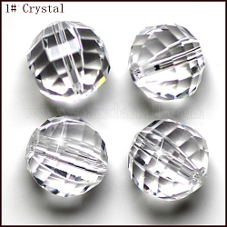 Abalorios de cristal austriaco de imitación, aaa grado, facetados, redondo, Claro, 10mm, agujero: 0.9~1 mm