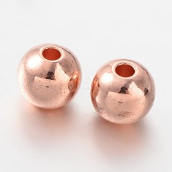 Твердые круглые латунные бусины, розовое золото , 6 мм, отверстие : 1 мм