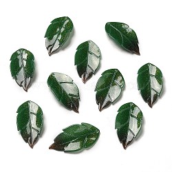 Acrylic Pendants, Leaf, Green, 30~31x15~16x3~4mm, Hole: 1~1.4mm