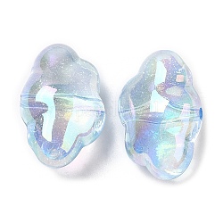 Placage uv perles acryliques irisées arc-en-ciel transparentes, nuage, lumière bleu ciel, 26x17x13mm, Trou: 2.1mm