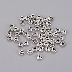 Tibetischen stil Abstandsperlen, Antik Silber Farbe, Bleifrei und cadmium frei, 5x3 mm, Bohrung: 1.5 mm