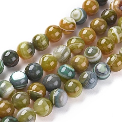 Chapelets de perles en agate à rayures naturelles/agates à bandes, teints et chauffée, ronde, olive, 6mm, Trou: 1mm, Environ 63 pcs/chapelet, 14.57 pouce (37 cm)