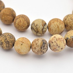 Natürliches Bild Jaspis Perlen Stränge, matt, Runde, 4 mm, Bohrung: 1 mm, ca. 90 Stk. / Stränge, 15.3 Zoll