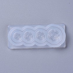 Moules en silicone de qualité alimentaire, moules de résine, pour la résine UV, fabrication de bijoux en résine époxy, fleur, blanc, 60x25x8mm, fleur: 8 mm, 10 mm et 13 mm