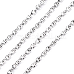 304 Stainless Steel Cable Chains, with Spool, Unwelded, Stainless Steel Color, 4x3x0.8mm, about 32.8 Feet(10m)/roll