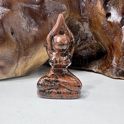 Natural Mahogany Obsidian Carved Healing Yoga Goddess Figurines, Reiki Energy Stone Display Decorations, 50~60mm