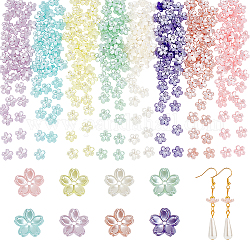 NBEADS 320 Pcs 8 Colors Flower Bead Caps, 5-Petal Floral End Caps 11mm Flower Charms Acrylic Imitation Pearl Beads for DIY Necklace Earrings Jewelry Making