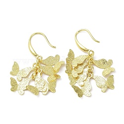 Gestellplattierte Messing-Schmetterlingsohrringe, Cluster Ohrringe, langlebig plattiert, echtes 18k vergoldet, 46.5x15 mm