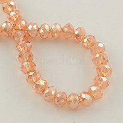 Fili di perle di vetro placcato, rondelle sfaccettato, arancione, 2.5x2mm, Foro: 0.8 mm, circa 168~170pcs/filo