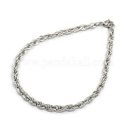 304 cadena de cuerda de acero inoxidable de moda para hacer pulsera, con cierre de langosta, color acero inoxidable, 8-1/4 pulgada (210 mm), 4mm