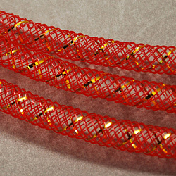 Filo tubolare, corda di filo netto plastico, con vena d'oro, rosso, 4mm, 50 iardae / pacco