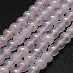 Galvanici rosa naturale perle di quarzo fili, tondo, 6mm, Foro: 0.8 mm, circa 65pcs/filo, 15.7 pollice