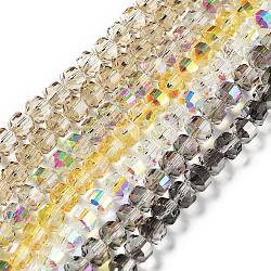 Galvanoplastie rondelles perles de verre brins, facette, couleur mixte, 7.5x7mm, Trou: 1.4mm, Environ 70 pcs/chapelet, 19.69'' (50 cm)