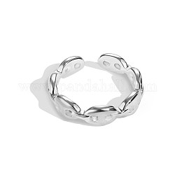 925 серебряное открытое кольцо-манжета для женщин, овальная форма цепочки, серебряные, размер США 5 3/4 (16.3 мм), 4.5 мм