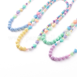 Colliers de perles extensibles pour enfants, avec perles acryliques opaques rondes et coeur, couleur mixte, 17.71 pouce (45 cm)
