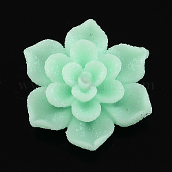 Resin Cabochons, Frosted, Flower, Aquamarine, 23x23x8mm