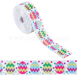 GORGECRAFT 10 Yards Easter Grosgrain Ribbon Polyester Printed Eggs Ribbon Happy Easter Printed Jacquard Craft Wired Webbing Easter Ribbon Rolls for Gift Wrapping Hair Bow Sewing Wreath Crafts Basket